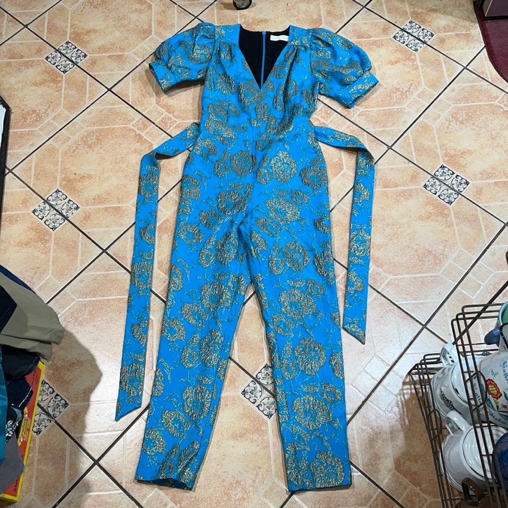 Gold and Blue Jumpsuit with Elegant Design